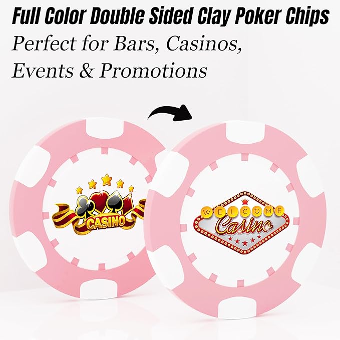 25 Custom Clay Poker Chips, 40mm Heavy 11.5g Casino Sized Personalized Poker Chips with Your Logo