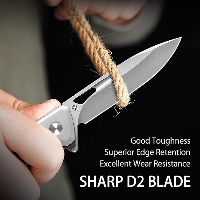 NedFoss ELF Pocket Knife, 3.3" D2 Blade EDC Knife with G10 Handle, Flipper Open, Deep Carry Pocket