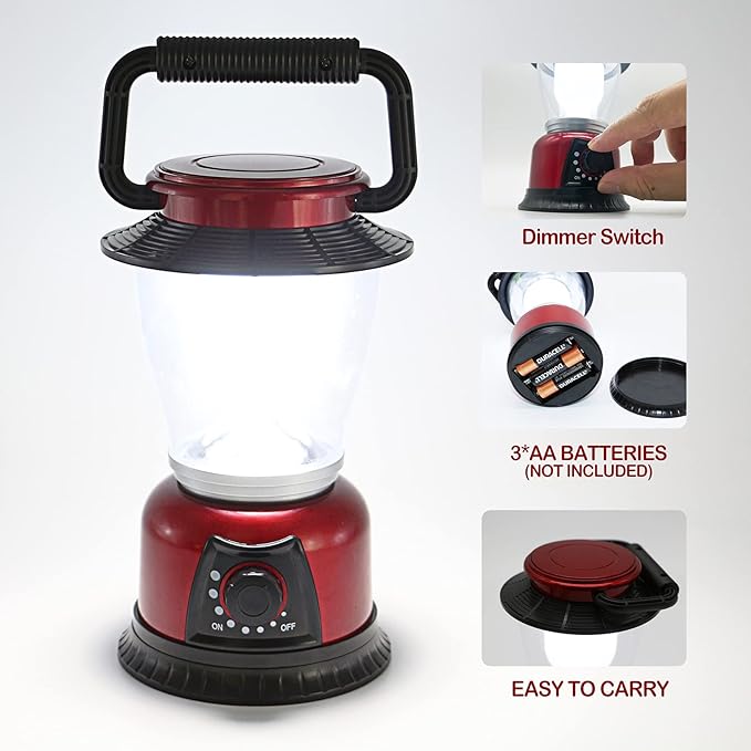 Camping Lantern Battery Powered Decorative Variable Power Retro Light, Adjustable Brightness