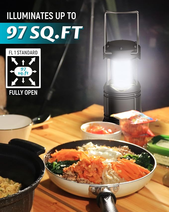 Lichamp 4 Pack LED Camping Lanterns, Battery Powered Camping Lights LED Collapsible Flashlight