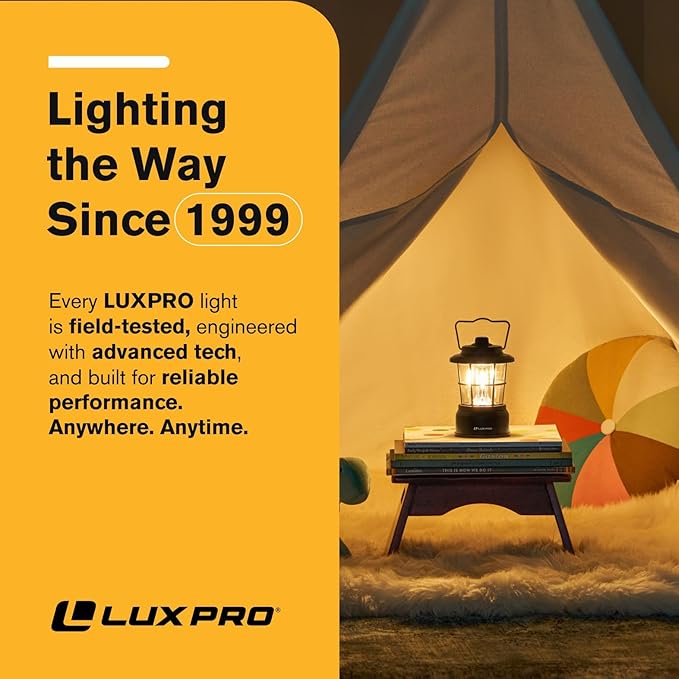 LUXPRO Retro LED Lantern - Battery-Powered Emergency Lantern - Water Resistant - Bright LED Lamp