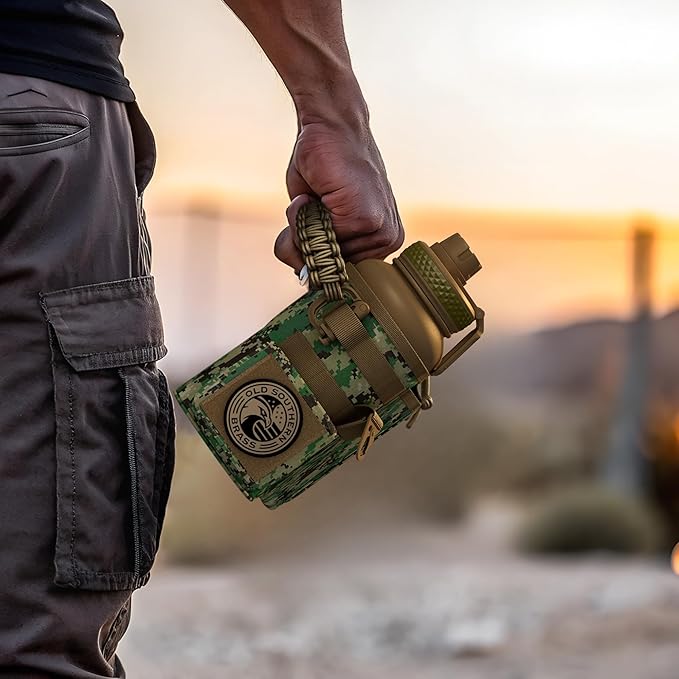 Combat Canteen - 32oz Insulated Water Bottle with Paracord Handle, Stainless Steel Water Jug with