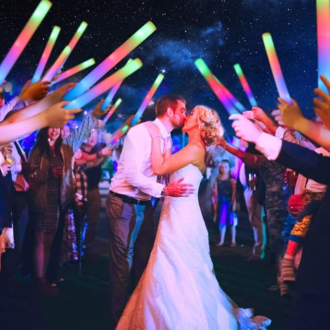 100 PCS Foam Glow Sticks, Bulk Glow Sticks with 3 Modes Colorful Flashing, LED Light Sticks, Glow