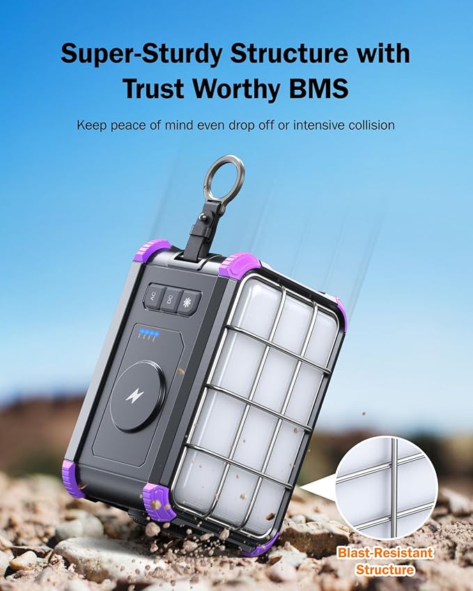 BROWEY Portable Power Station 153Wh Small Solar Generator with Hand Crank 120V 150W AC Outlet