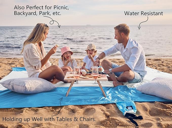 WEKAPO Beach Blanket Sandproof Waterproof, Extra Large Beach Mat, Oversized & Compact Sand Free Mat