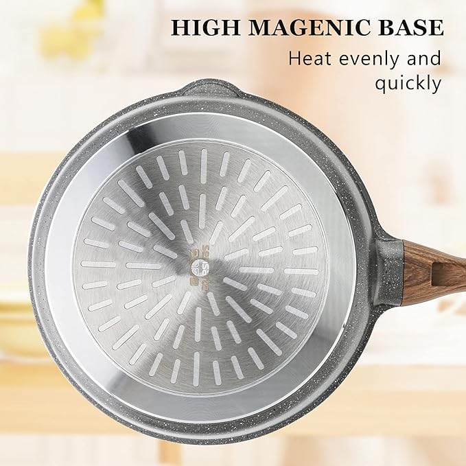 SENSARTE Nonstick Skillet, Deep Frying Pan 10/11/12-inch, Saute Pan with Lid, Stay-cool Handle
