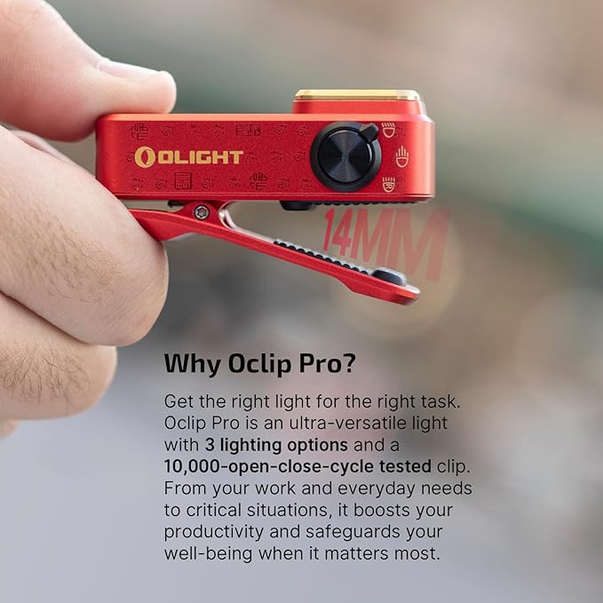 OLIGHT Oclip Pro EDC Flashlight Clip-on Light, Rechargeable 500 Lumens with Three Lighting