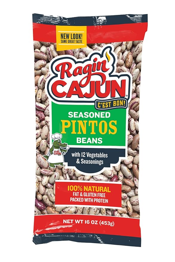 Ragin' Cajun Seasoned Pinto Beans - 16 oz Bag, Gluten-Free, No MSG, Authentic Louisiana Creole Bean
