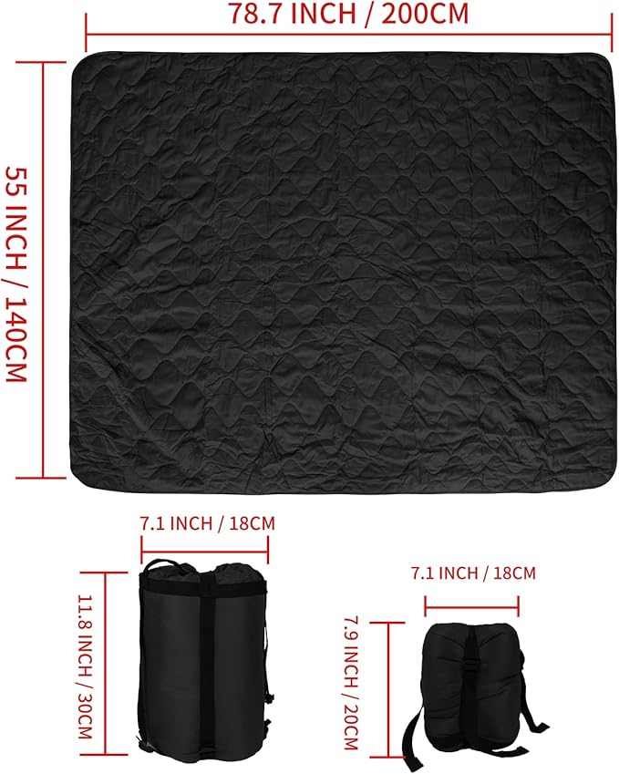 Poncho Liner Military Insulation Blanket Camo with Compression Carry Bag for Outdoors Hiking Jungle