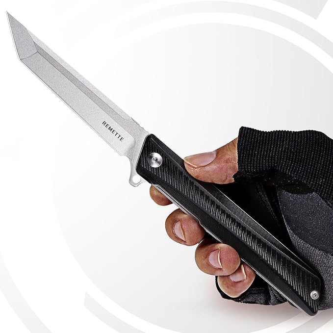 Pocket Knife GD22K, Flipper Open D2 Steel Tanto Folding knife with Durable G10 Handle,Men Women