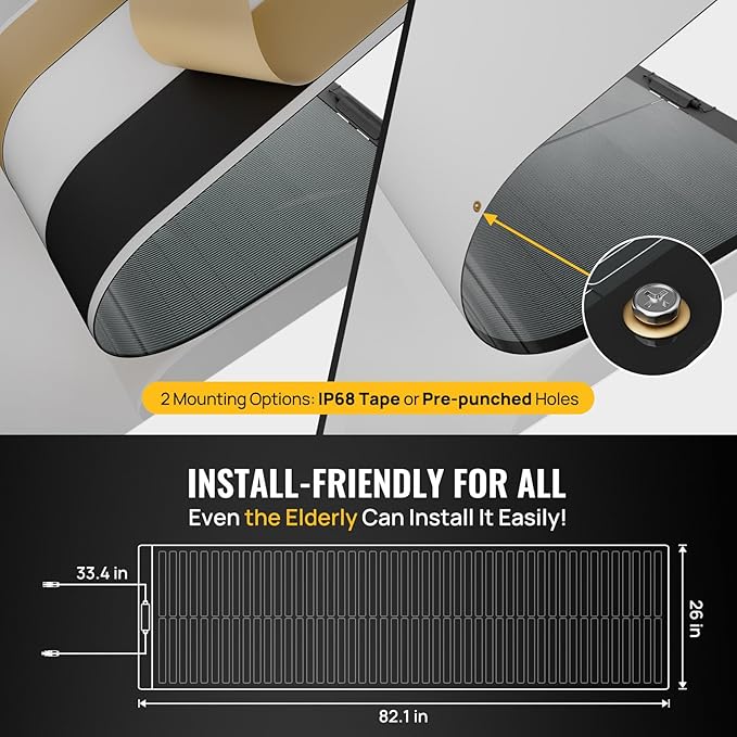 BougeRV Yuma 200W CIGS Thin-Film Flexible Solar Panel, The Most Flexible Solar Panel with Tape for