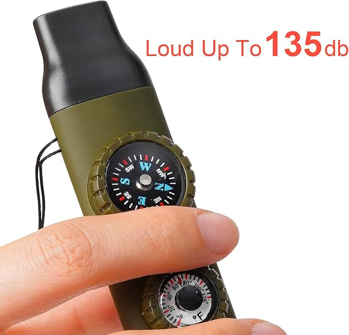 Emergency Survival Safety Whistle，Whistle for Kids with Lanyard,Compass,Thermometer,Ideal for