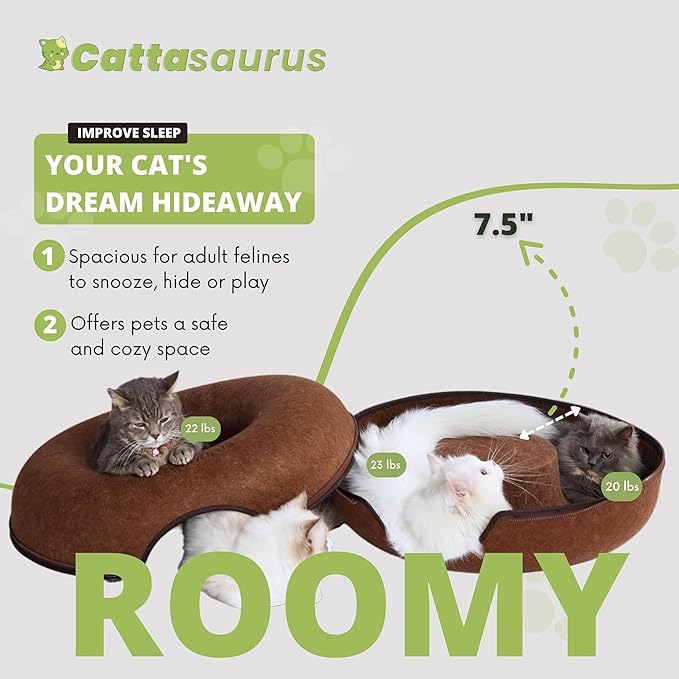 CATTASAURUS Peekaboo Cat Cave for Multiple & Large Cats Up to 30-45 Lbs, Scratch Detachable &
