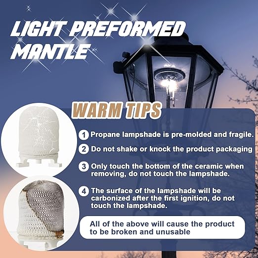 6 Pcs Gas Light Preformed Mantle Gas Lamp Mantles Gaslight Mantles Pre Formed Gas Light Mantel for