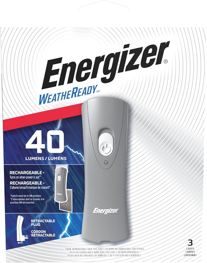 Energizer Weatheready Rechargeable Flashlights for Home, Pack of 3, Emergency Flashlight for