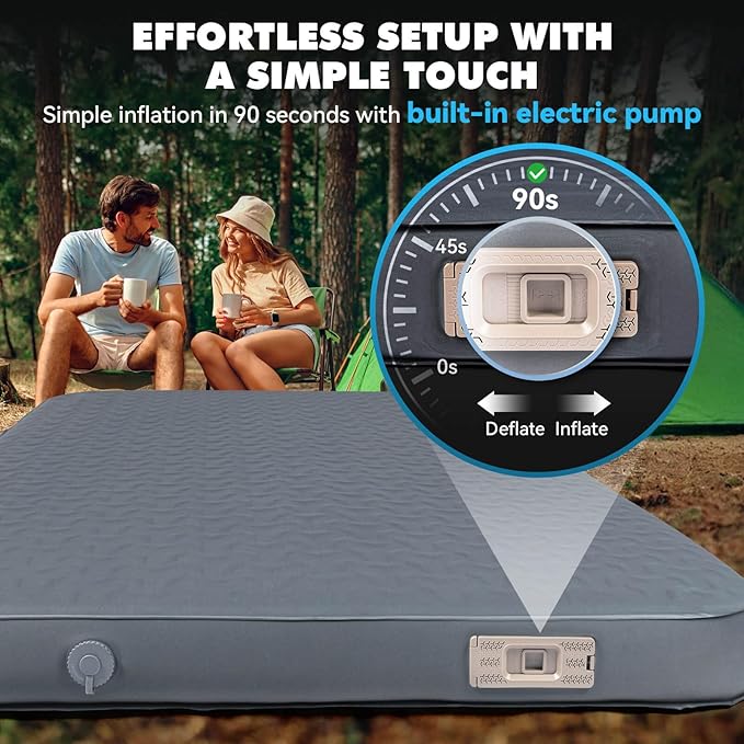 Hikenture 4" Thick Self Inflating Sleeping Pad, Foam & Air Camping Mattress, 9.5 R-Value Insulated