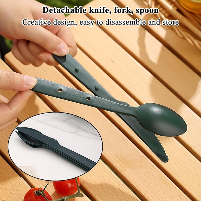 Berglander Camping Mess Kit with Bowl, Plate, Cup, Spoon, Fork, Knife and Carry Bag, Plastic
