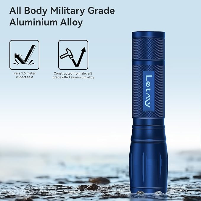 LETMY Tactical Flashlight - 2 Pack LED Flashlights High Lumens - Portable Handheld Flash Light, 5