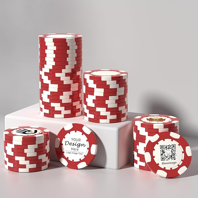 50-500 Custom Clay Poker Chips for 7 Colors,Imprinted in Full Color with Your Logo,Image or