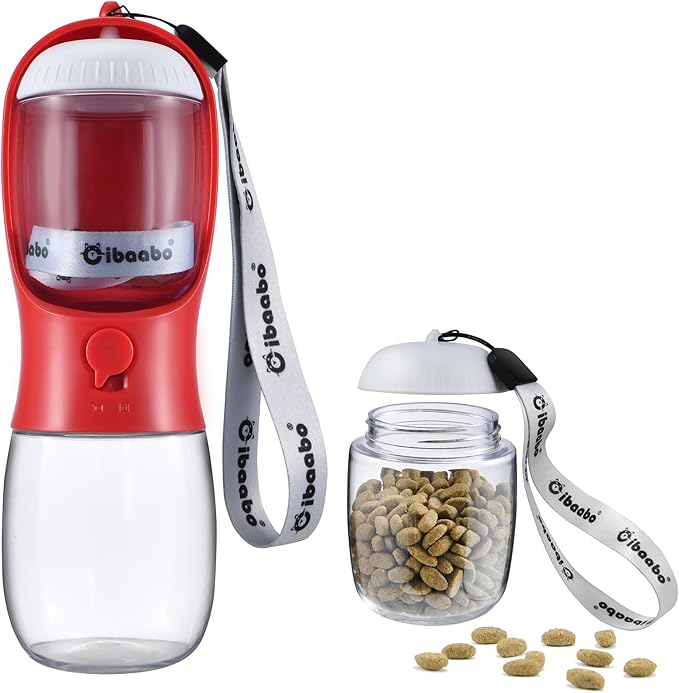 Dog Water Bottle with Food Container, Travel Puppy Water Bowl, Portable Pet Dispenser, Dog Stuff