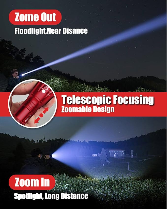 Victoper LED Flashlight 2 Pack Red, Bright High Lumens Tactical Flashlights High Lumens with 5