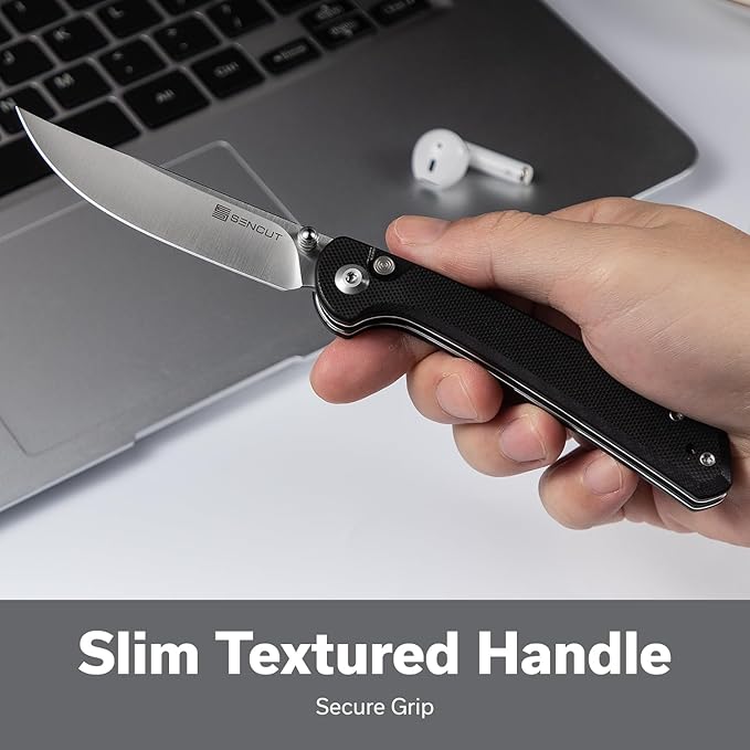 SENCUT Skelfin Pocket Knife for EDC, Folding Knife with 3.3'' Blade & G10 Handle, for Camping