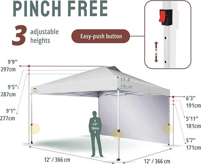 CROWN SHADES 12x12 Pop Up Canopy Tent Instant Commercial with 150D Silver Coated Fabric Including 1
