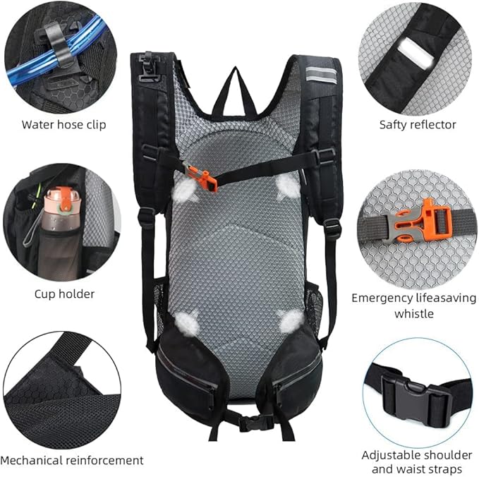 Hiking Daypack Waterproof Biking Backpack 15L Lightweight Durable Backpack for Ski Snowboarding