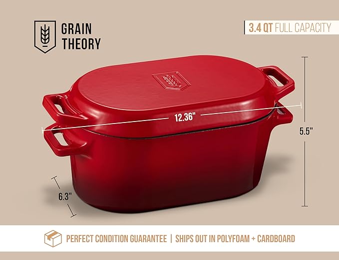 Kook Dutch Oven, for Bread Baking, Sourdough Loaf Pan, Dual Handles, Enameled Cast Iron, with