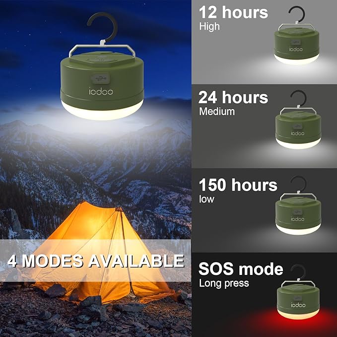 3000mAh 2000LM Rechargeable Camping Light , Warm/White/Nature/SOS 4Modes Brightness Stepless Adjust