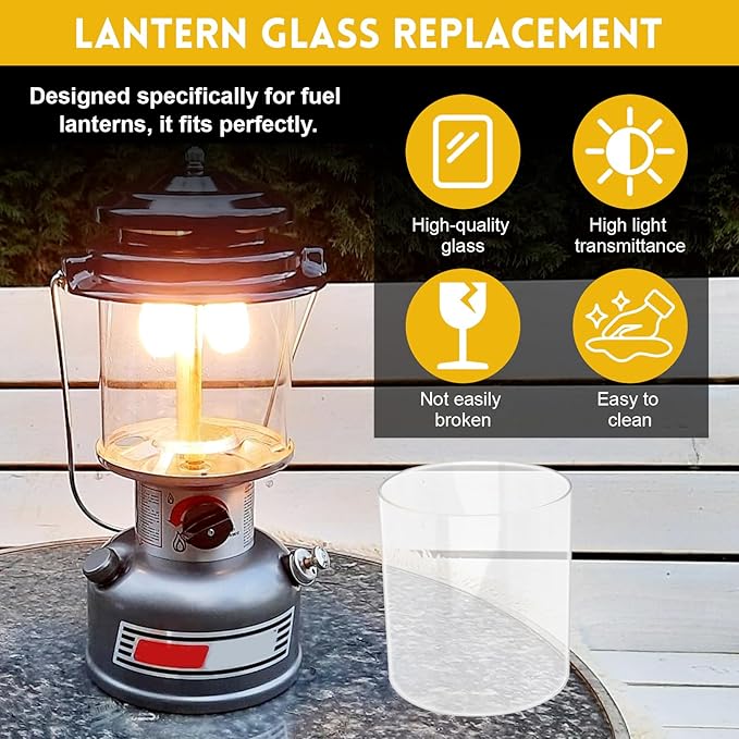 EINDER Propane Lantern Mantles with Lantern Globe Replacement Set Compatible with Coleman Kerosene