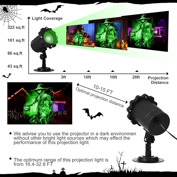 Treela Halloween Projector Lights Outdoor Dynamic Scary Scarecrow Lights Decoration Outside Indoor