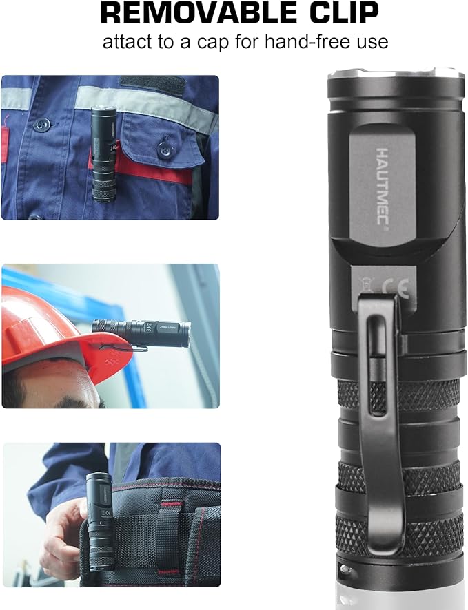 HAUTMEC 1400 Lumen Rechargeable Flashlights LED EDC Flashlight with 90 Degree Flashlight Swivel
