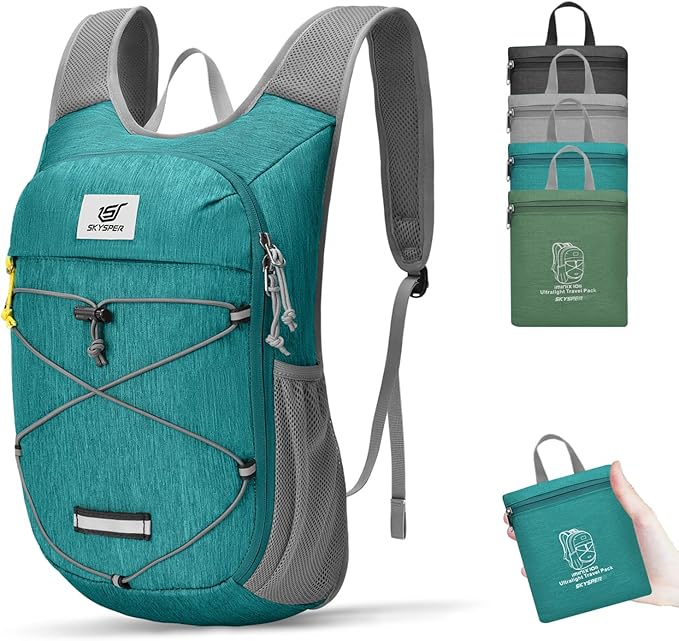 SKYSPER Foldable Hiking Backpack - 10L Small Lightweight Daypack Breathable Travel Backpacks for