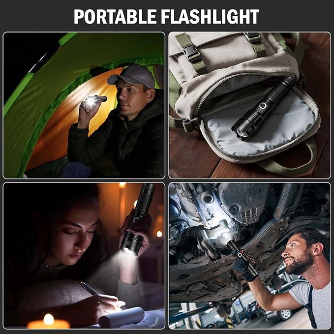 Rechargeable Flashlights High Lumens, 4 Pack 99,000 Lumens Led Flashlights with 5000ɱAh ?attery