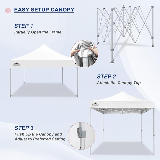 EAGLE PEAK 10x10 Heavy Duty Pop up Commercial Canopy Tent, Instant Marketplace Sun Shelter with