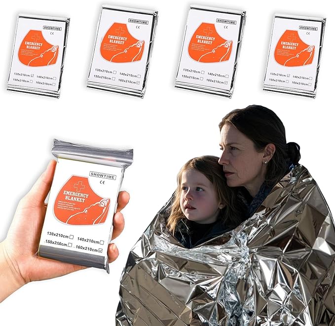 4-Pack Mylar Emergency Thermal Blankets - Waterproof Windproof Survival Gear for Camping, Hiking &