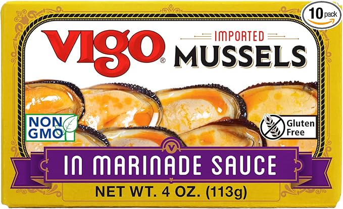Vigo Premium Imported Canned Seafood, Mussels in Marinade Sauce, Specialty Flavored, Perfect for