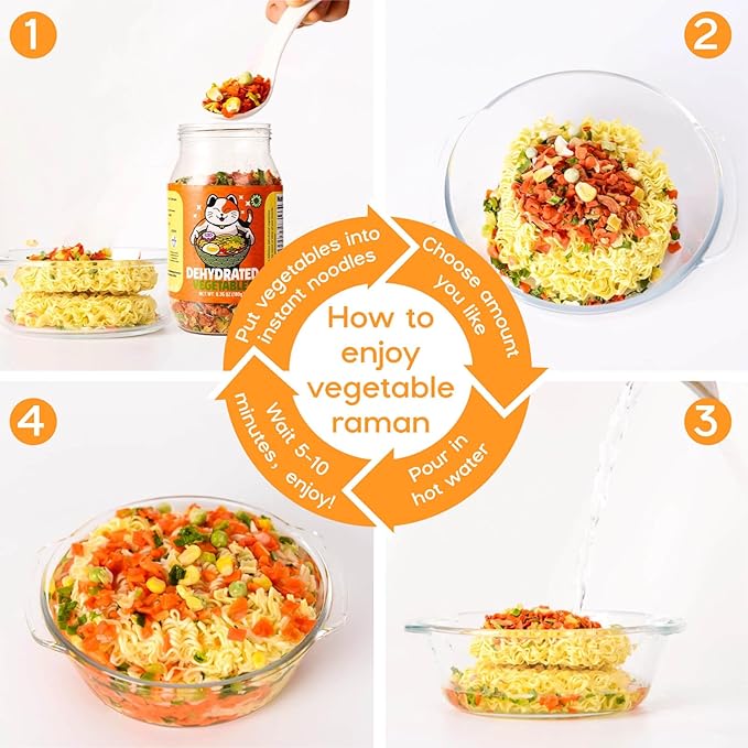 16OZ Dehydrated Freeze Dried Vegetables - 100% Natural Large Packaging Ramen Toppings, 6 Mixed