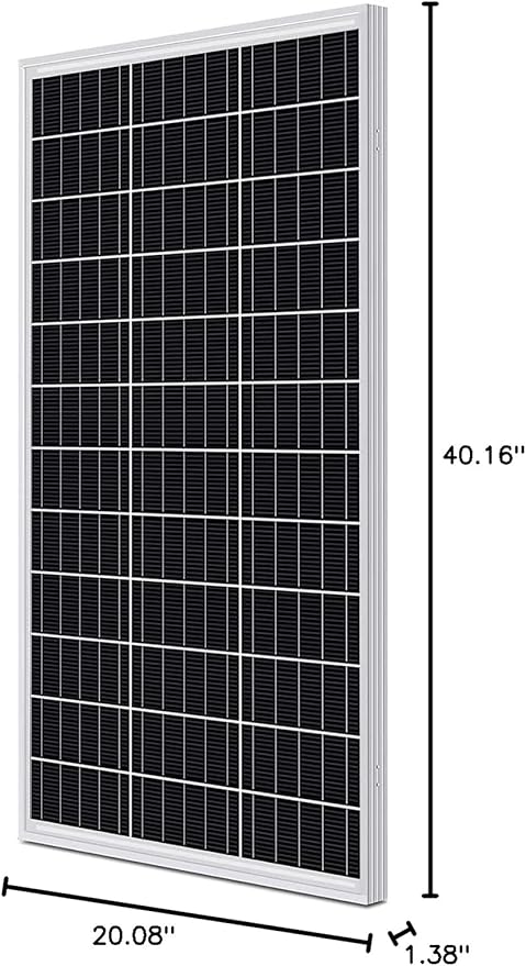 ExpertPower 100 Watt 12 Volt Monocrystalline Solar Panel, Compact Design 35.43 x 22.83 x 1.18 in