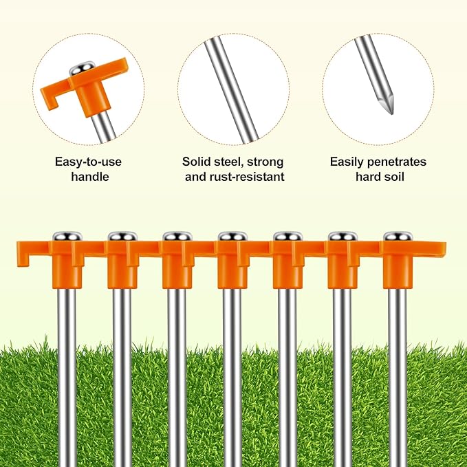 30 Pack Tent Stakes Heavy Duty,9.6 Inch Non-Rust Metal Tent Pegs,Ground Stakes Tent Spikes,Camping