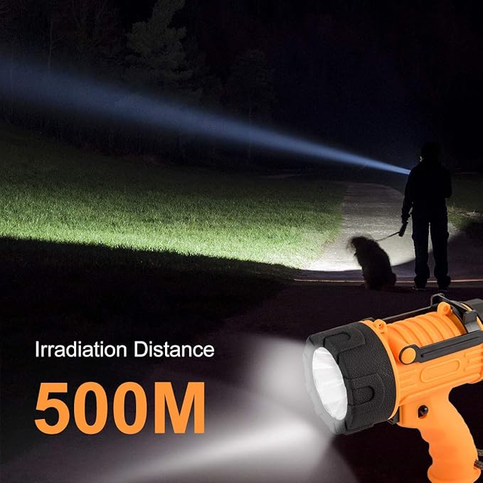 YIERBLUE Rechargeable Spotlight,Handheld Rechargeable Flashlight 200,000 Lumens LED, IP67