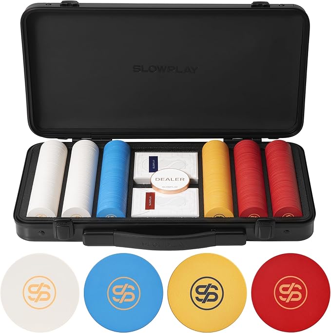 SLOWPLAY Godel Ceramic Poker Chips Set for Texas Hold'em, 300 PCS [Blank Chips], 43mm & 12g Each |