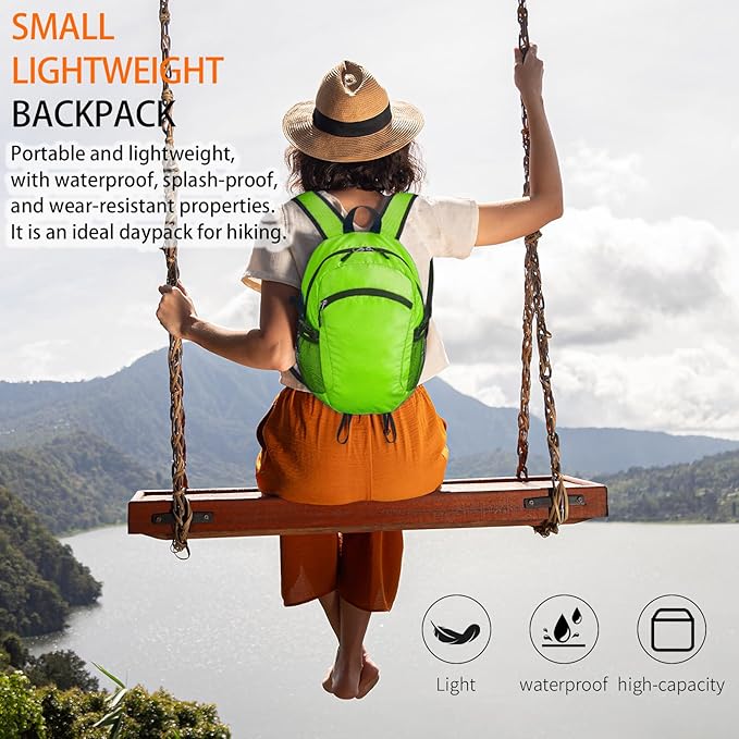 Small Hiking Daypack,15L Water-Resistant Hiking Backpack Packable Lightweight Travel Day Pack for