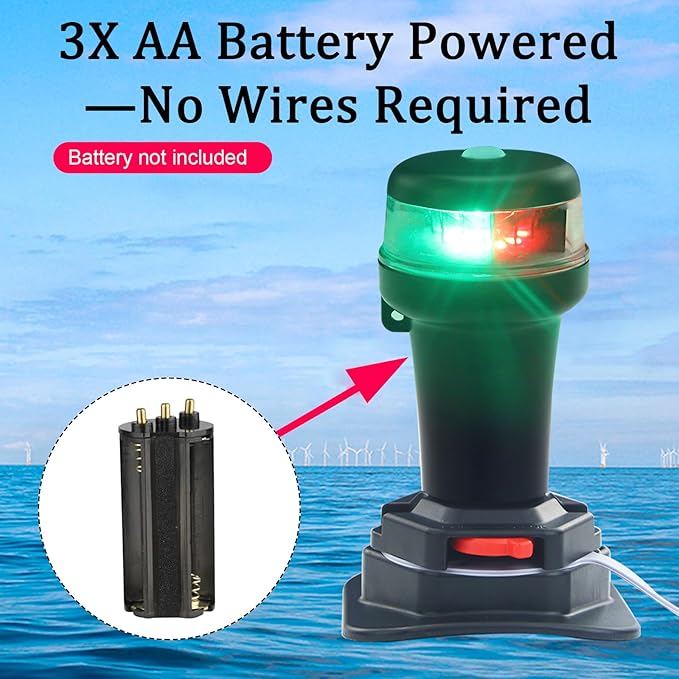 Kayak Battery Portable Navigation LED Lights Multi- Adaptors 3AA Battery Inflatable Boat Surface