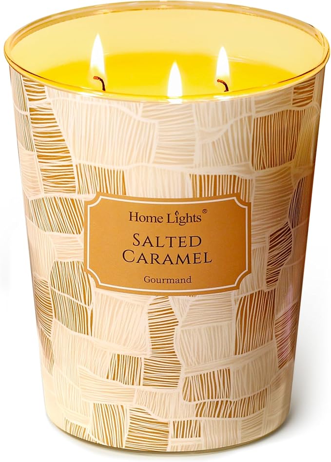 HomeLights Large jar Candle | 3-Wick Long-Lasting Scented Candles, 34oz Natural Soy Wax Candle for