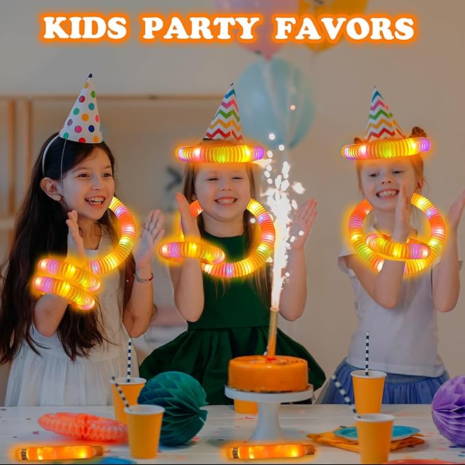 12 PCS Orange Glow Sticks Pop Tubes for kids,Halloween Light Up Necklaces Bracelets Accessories for