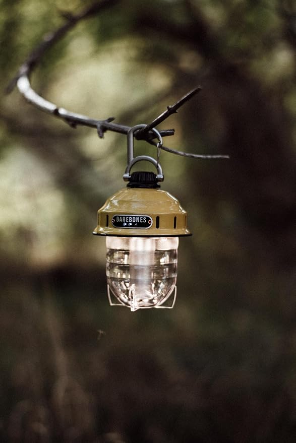 Barebones Beacon Hanging Light ??Dusty Yellow, Rechargeable LED Camping Lantern with Adjustable