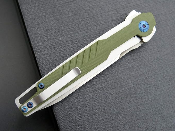 Eafengrow EF942 EDC Folding Knife, D2 Steel Blade Titanium Plating & G10 Handle,Pocket Clip with
