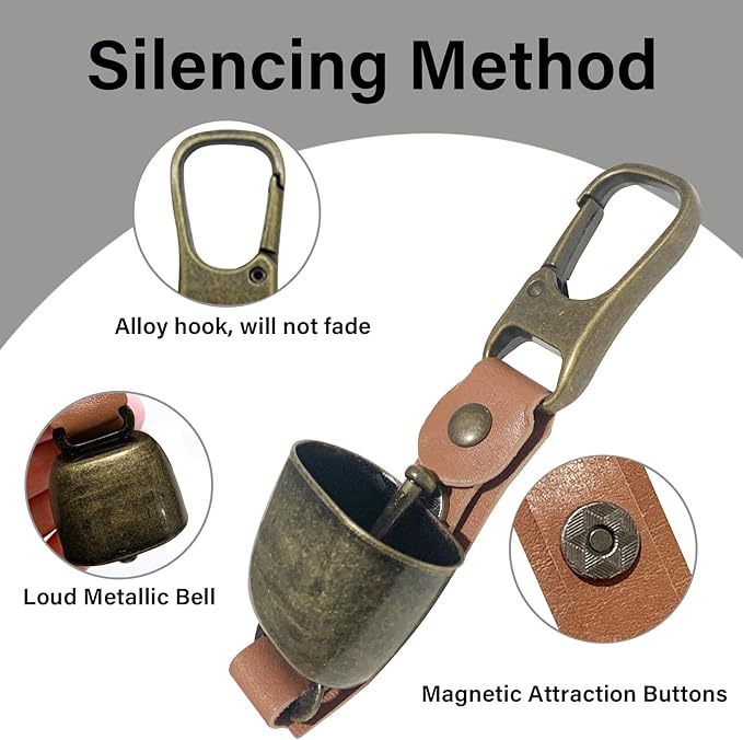 Bear Bell with Magnetic Silencer|Bear Bells for Hiking & Camping|Bear Deterrent Device with